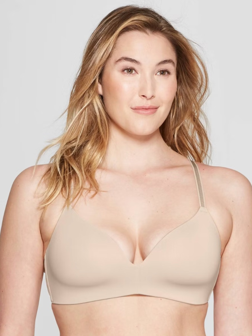 AUDEN Women's Lightly Lined Wirefree Bra in Soft Beige 38DDD